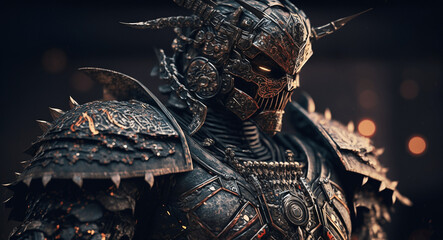 3D Rendered Futuristic Cyberpunk Robot Jaeger Samurai 6