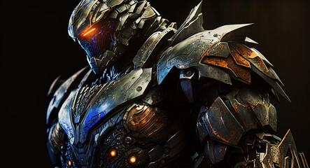 3D Rendered Futuristic Cyberpunk Robot Jaeger Samurai 5