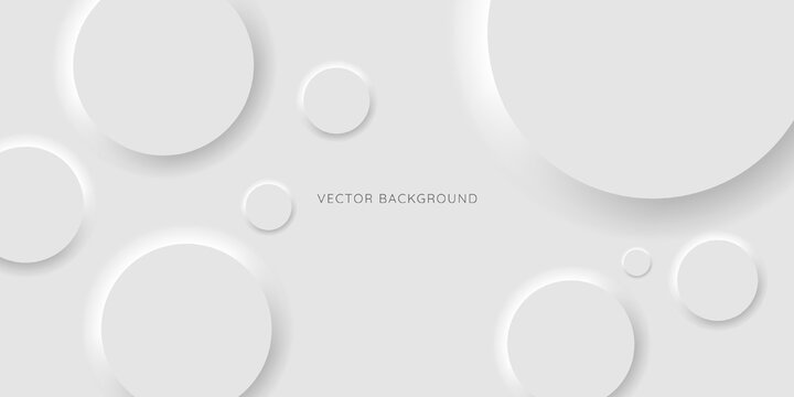 White modern neomorphism abstract background. Abstract 3D circle white wallpaper. Background with neomorphism circles. Vector EPS 10