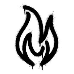 Spray Painted Graffiti Fire flame icon Sprayed isolated with a white background. graffiti Fire flame icon with over spray in black over