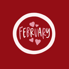 February with hearts red