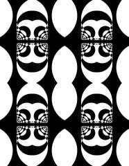 black and white mask black and white seamless pattern door wall maze paper textile fabric tile. 