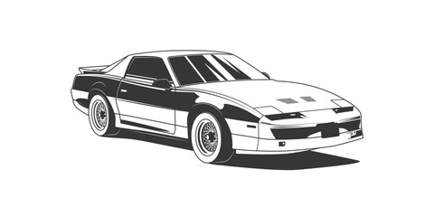 Obraz na płótnie Canvas Original vector illustration. American muscle car in vintage style. T-shirt design.