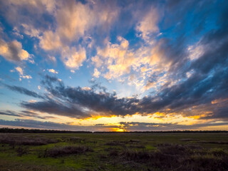 Fototapeta na wymiar Sunset over Big Flats area of Myakka River State Park in Sarasota Florida USA