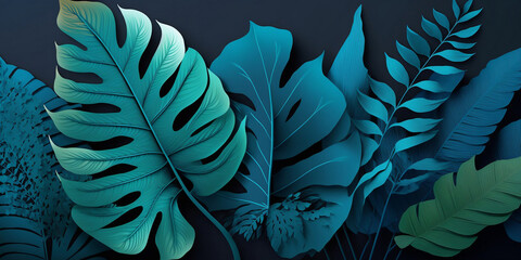 Fototapeta na wymiar blue leaves illustration