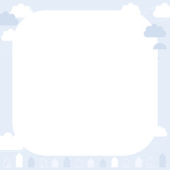 ★雲との街並みのフレーム★PNG