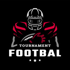 American Football tournament emblem, logo on a dark background. Vector illustration. - 570293069