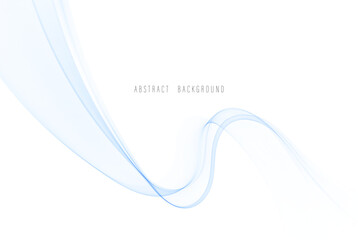 Blue abstract flow of wavy lines on a white background. Design element