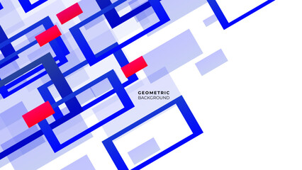 Geometric square on white background. Use for banner, website cover, print ads. Modern professional blue vector abstract technology business background with lines and geometric shapes.