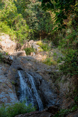 Waterfall in the deep forest on the top of the mountain.