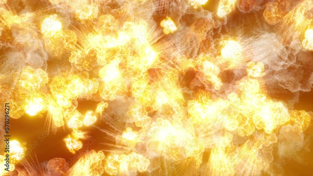Poster series of spectacular explosions isolated on a black background. a dynamic composition of subsequent