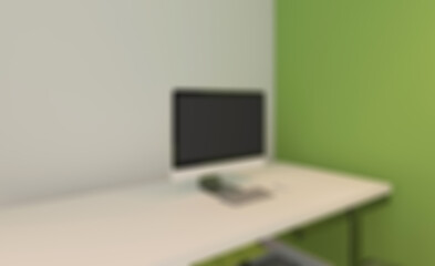 Elegant office interior. Mixed media. 3D rendering.. Abstract blur phototography.
