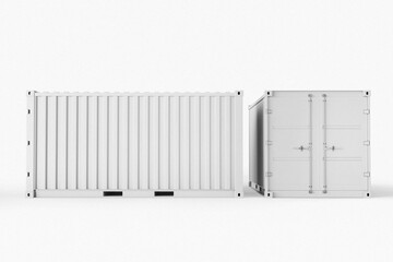 two expedition logistic shipment export cargo container delivery large container realistic mockup 3d rendering illustration