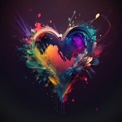 Valentine’s Day concept of Heart made up of colour splash. Generative AI