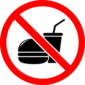 No food allowed sign symbol icon, prohibition sign red circle transparent background