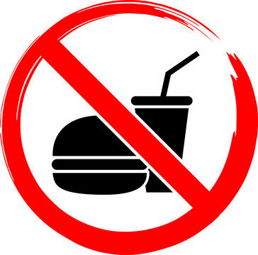No food allowed sign symbol icon, prohibition sign transparent background