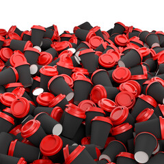 Obraz premium Heap of paper coffee cups for cappuccino, americano, espresso, mocha, latte