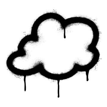 Spray Painted Graffiti cloud icon Sprayed isolated with a white background. graffiti cloud icon with over spray in black over white.