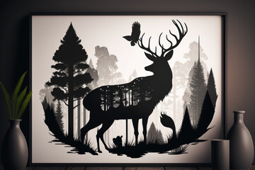 World Wildlife Day forest silhouette depicting a wild animal as a symbol of wildlife and forest preservation. Generative AI