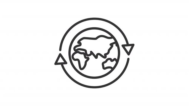 Animated global exchange linear icon. International trade and business. Import, export. Seamless loop HD video with alpha channel on transparent background. Outline motion graphic animation