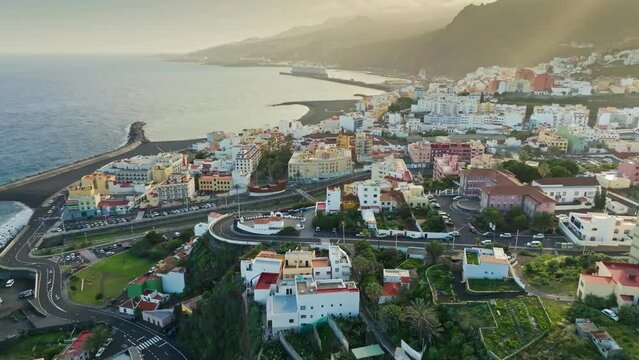 Colored houses in Santa Cruz de La Palma - capital of La Palma island, Canary. Aerial shot