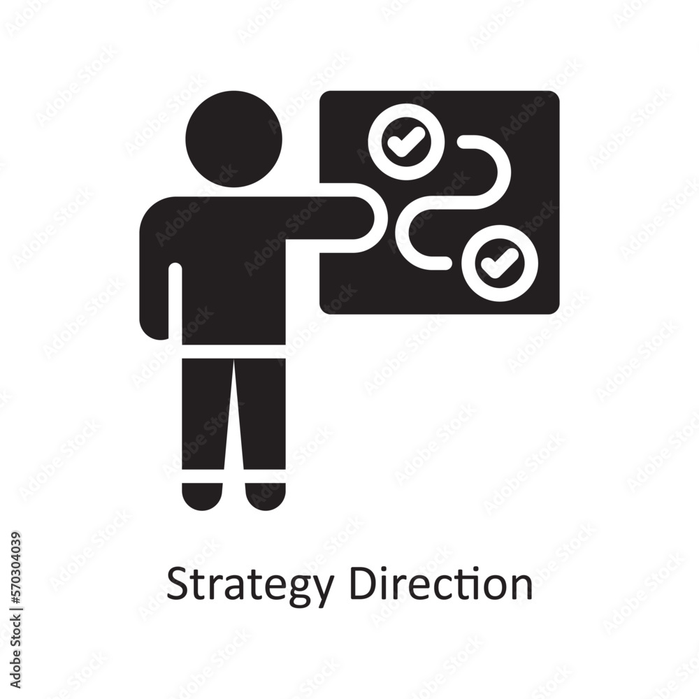 Poster strategy direction vector solid icon design illustration. assessment symbol on white background eps 