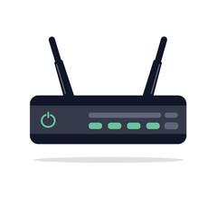 Modem router device isolated on white background.  Wireless internet in flat style. Vector stock