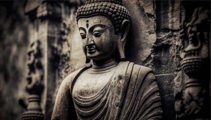 Naklejka na ściany i meble Buddha Statue, Generative ai