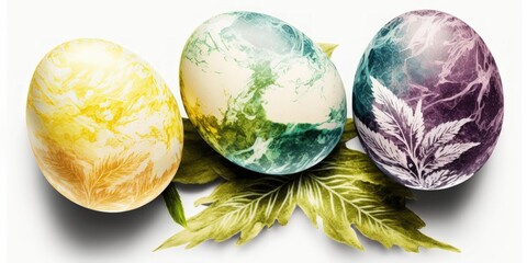 Natural dye made from hibiscus flower carcade tea is used to color Easter eggs. peri color trend with a marble effect. looking up. Generative AI