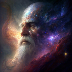 Wise old man in a mystical scene - 570304692