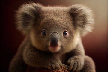 close up portrait ai generated illustration of a newborn baby koala