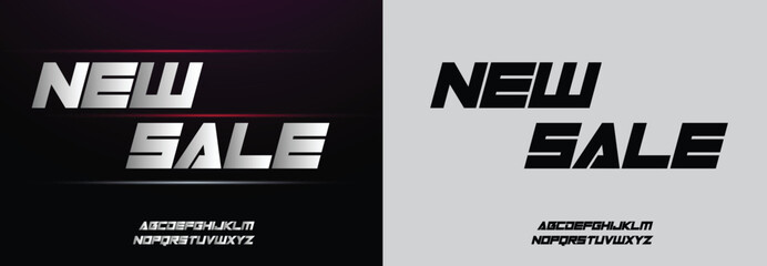 Obraz premium New Sale, Game Sport Movie Alphabet Font. Typography modern regular style font for technology, digital, logo design. vector illustration