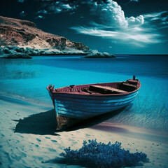 Naklejka na ściany i meble background, beach, beatiful, blue, boat, coast, day