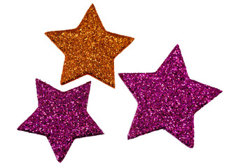 Obraz premium Three glittering stars isolated on white background. 3d rendering