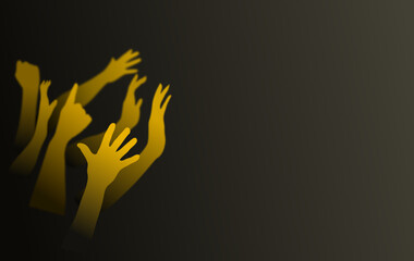 Hands in worship as a dark backdrop for a poster or announcement - obrazy, fototapety, plakaty