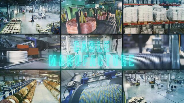 Cable manufacture colage. Cable manufacture text. Cable manufacture multiscreen
