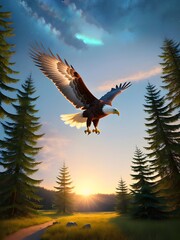 Naklejka na ściany i meble a eagle in the forest