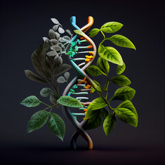 dna plant with leavesai generative ai