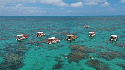 Wonderful aerial view of Maracajau Beach and its Coral reefs near Natal in Rio Grande do Norte, Brazil 