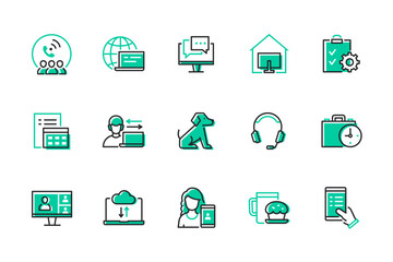 Working online - modern line design style icons set