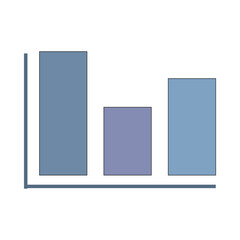 Bar chart in dark blue colors. Statistics, statistical data, analysis, analytics, information, strategy, report, planning, presentation, diagram. Vector illustration on white backround