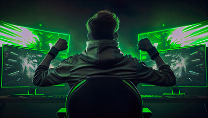 Professional eSports gamer rejoices in the victory