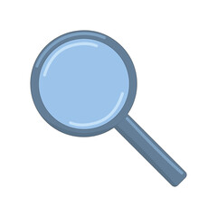 Magnifier. Magnifying glass, enlarge, approximate, research, study, learn, chemistry, work, maximize, zoom in, scale, poor eyesight, lens, analysis. Vector illustration on white backround