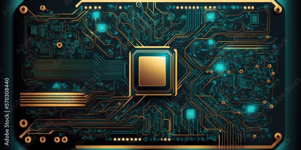 Poster futuristic circuit board in abstraction high tech computer illustration background digital technolog
