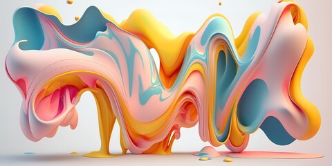 Obraz premium Ink explosion, paint of vivid colors, colorful smoke and dust, pastel background. Minimal shape of colorful dense water clouds. Illustration, Generative AI.