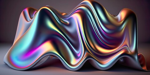 Cyber ​​neon colors change with viewing or illumination geometry, futuristic purple, pink on dark background. Minimal flat lay love iridescent concept. Illustration, Generative AI.