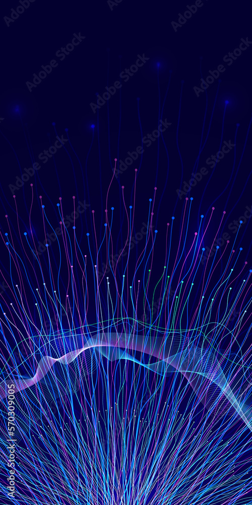 Poster abstract image of neural connections on blue background. technological background for a design on th