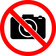 No camera allowed, no video, no photo prohibition sign symbol icon transparent background