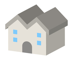 建物、家の立体イラスト