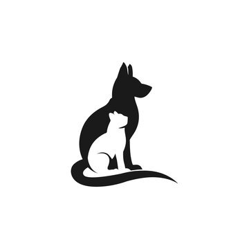 Dog and cat silhouette design with white background